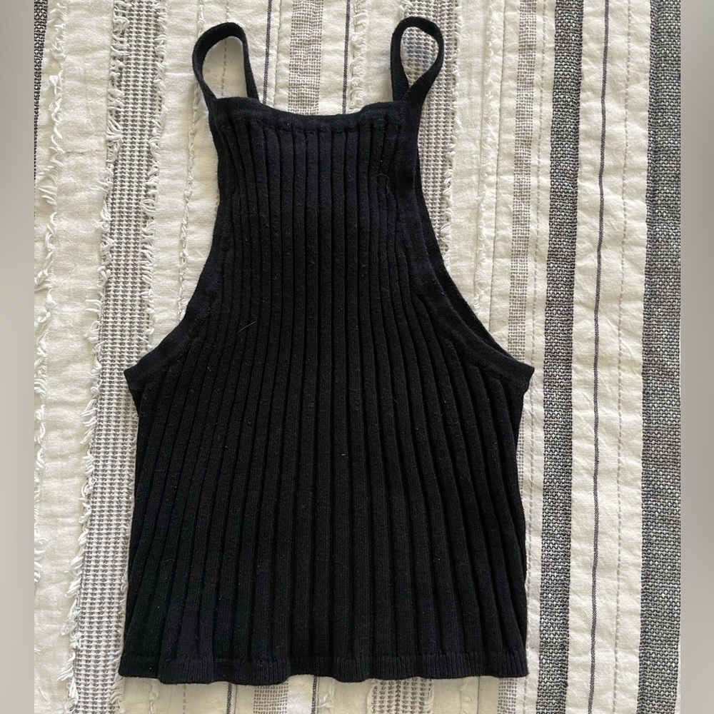 ANGL Black Ribbed Tank Top